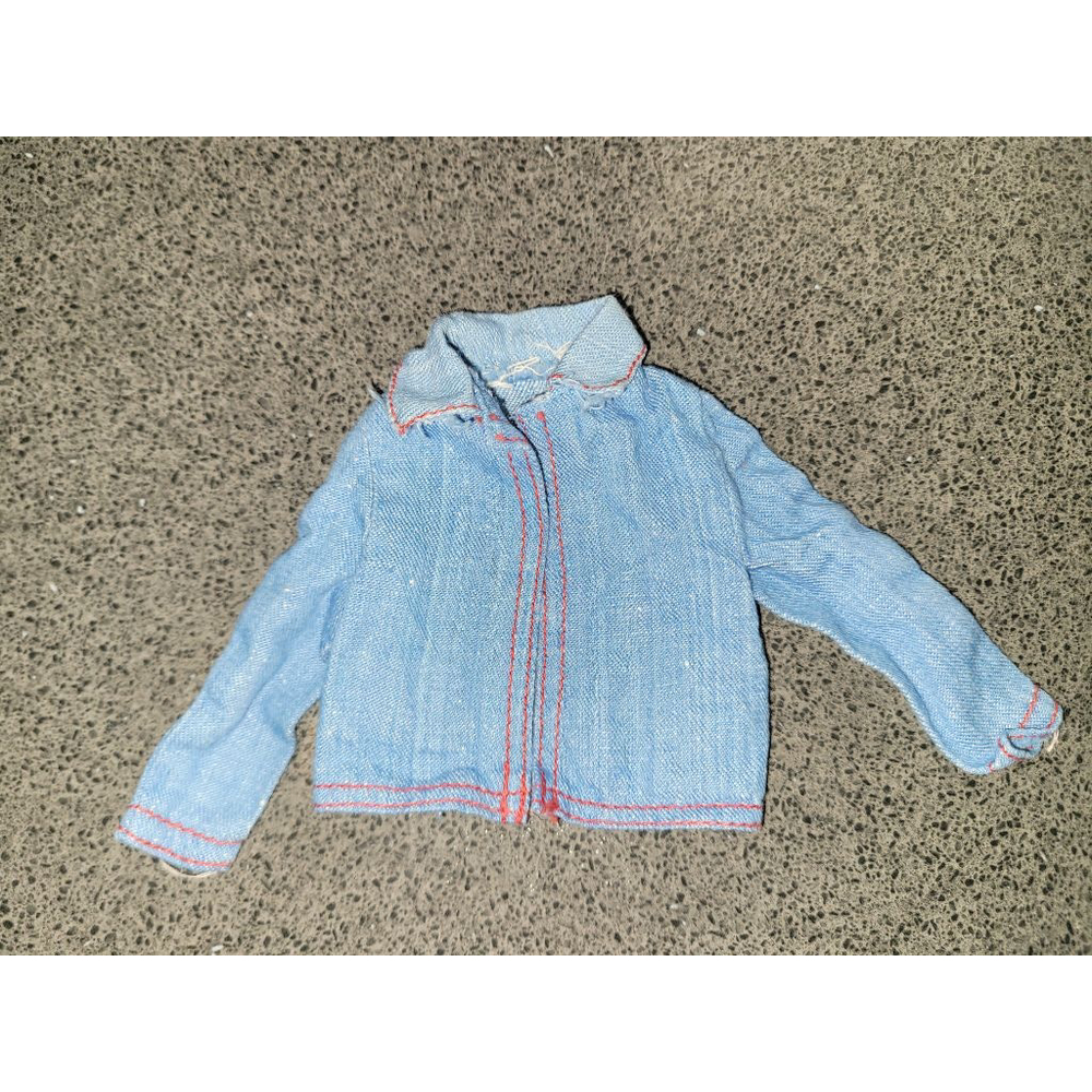 Vintage 1970s 1980s Barbie Denim Jacket Red Stitching